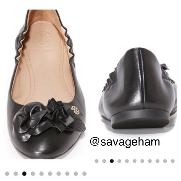 NWOT Tory Burch Black Blossom Ballet Flats - Picture 4 of 8